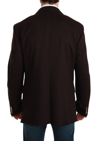 Elegant Bordeaux cashmere coat by Dolce & Gabbana, Taormina blazer style with tailored fit and luxurious fabric.