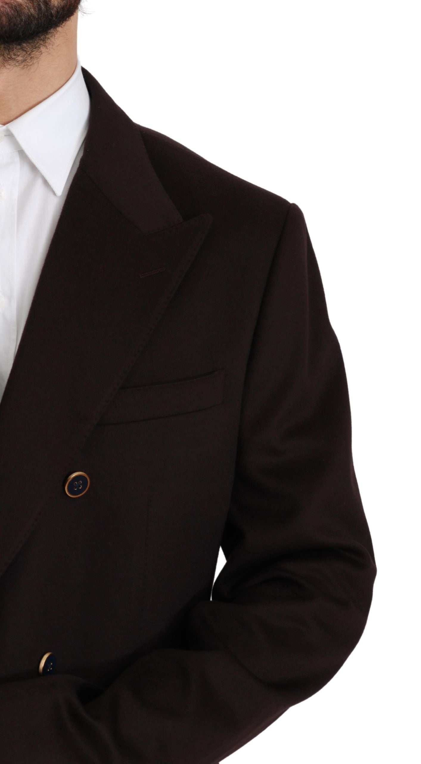 Dolce & Gabbana Bordeaux cashmere coat with tailored blazer style, featuring classic lapels and elegant design.