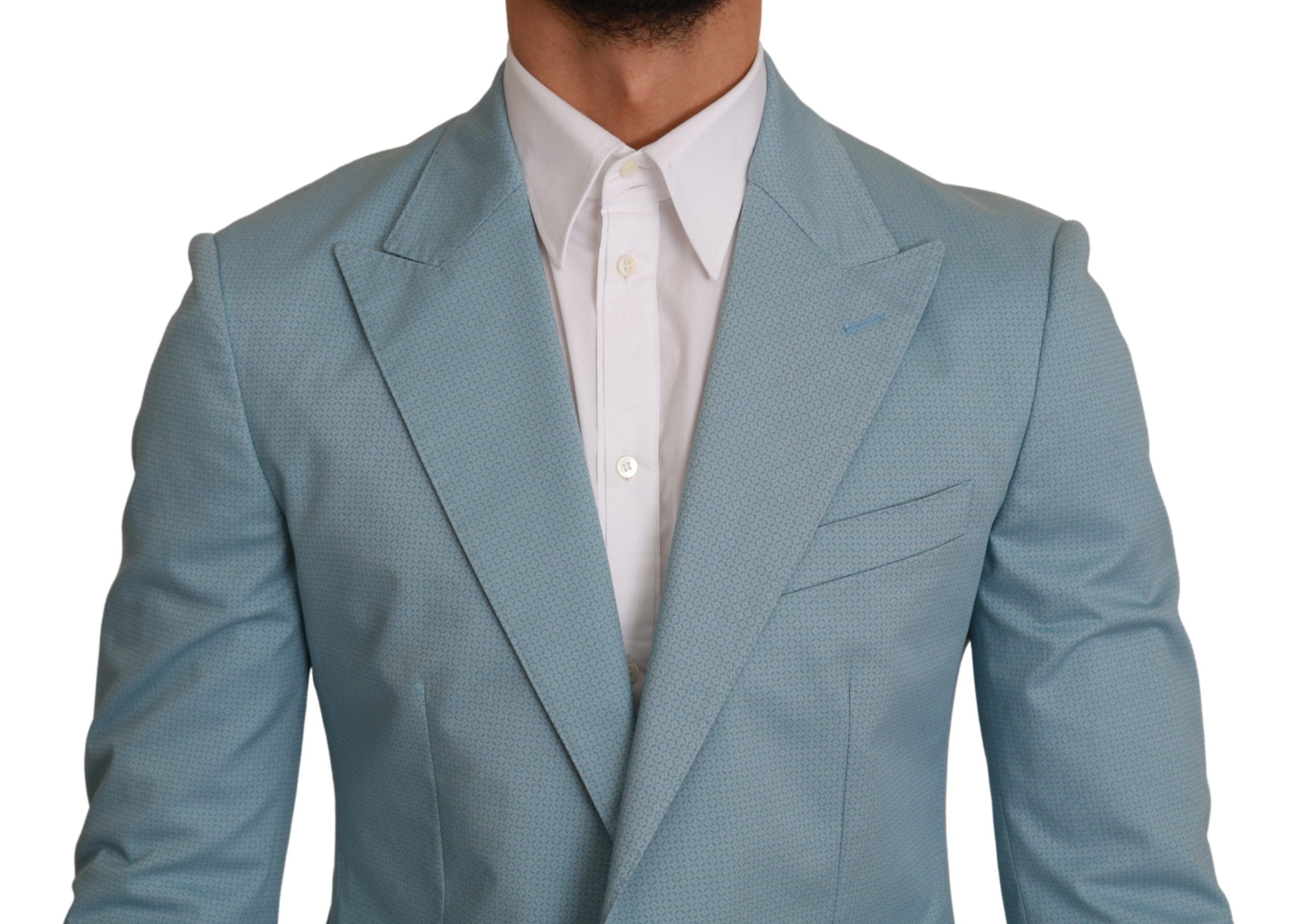 Blue slim fit coat jacket by Dolce & Gabbana, tailored blazer with structured design and classic lapels.