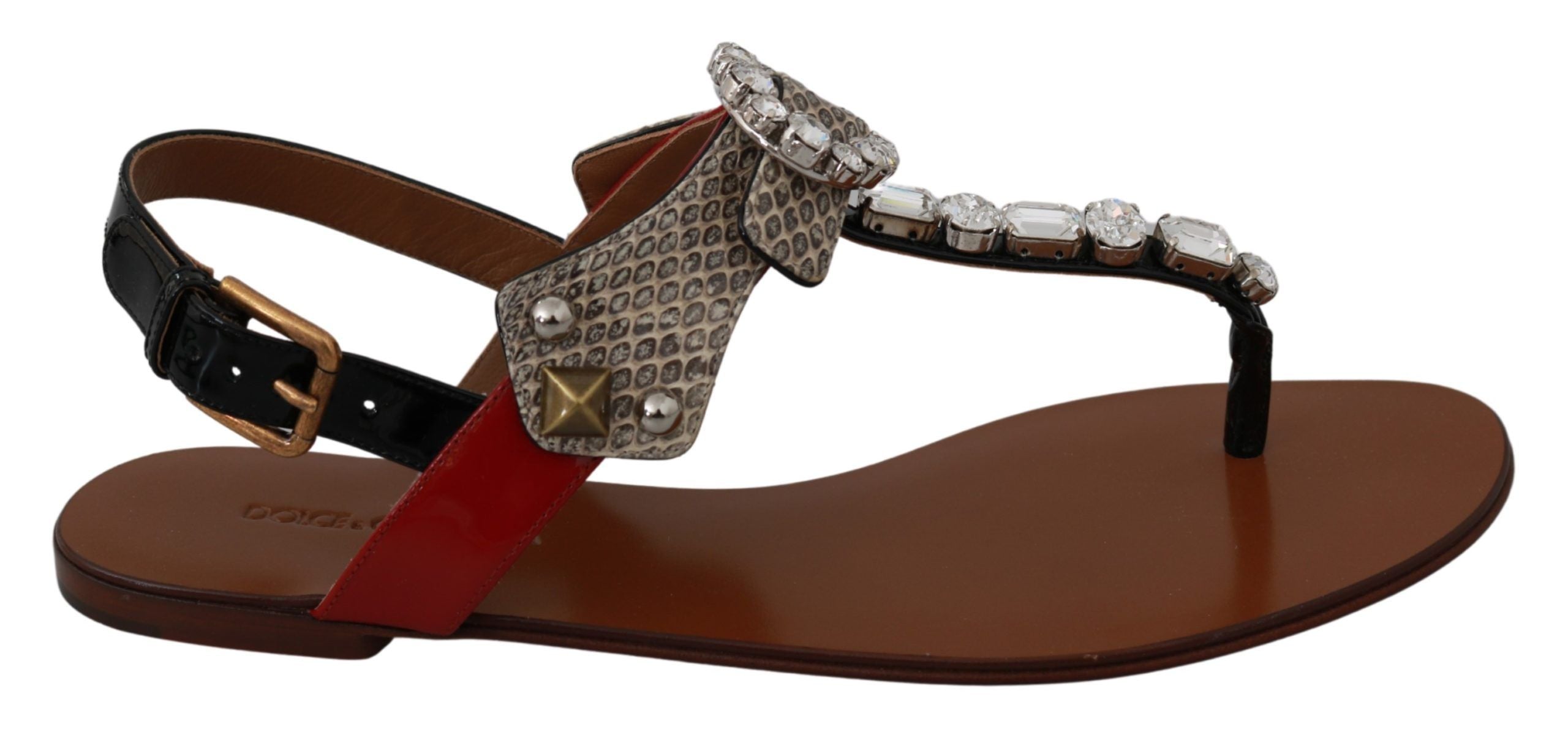Dolce & Gabbana leather Ayers Crystal sandals flip flops with transparent straps and decorative crystal embellishments.