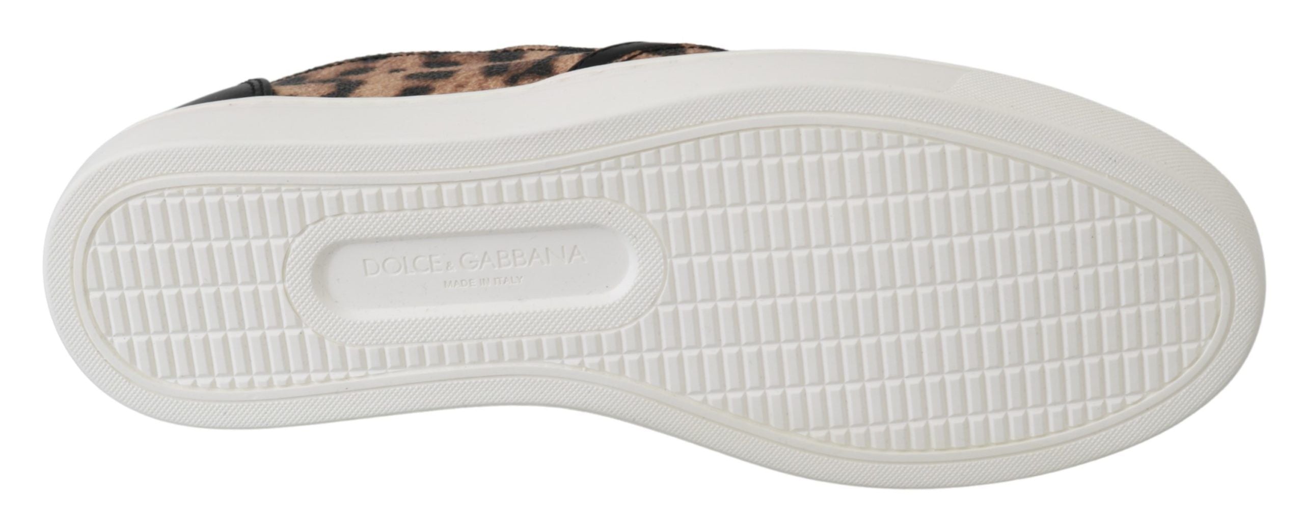 Leather leopard print loafers by Dolce & Gabbana with classic slip-on design and stylish animal print pattern.