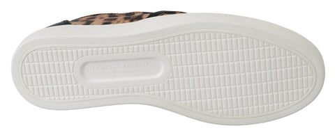 Leather leopard print loafers by Dolce & Gabbana with classic slip-on design and stylish animal print pattern.