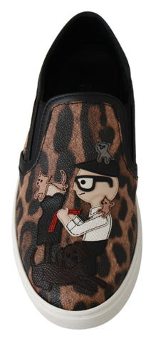Leather leopard print loafers by Dolce & Gabbana with classic slip-on design and stylish animal print pattern.