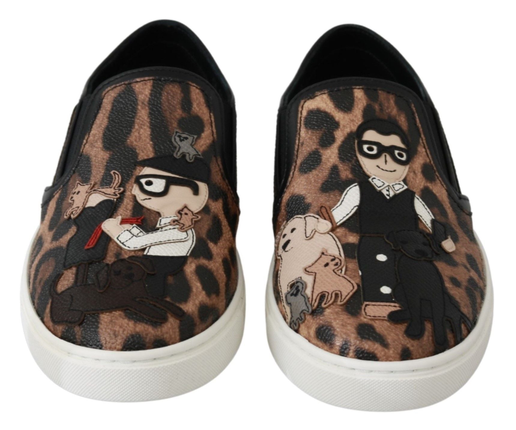 Dolce & Gabbana leather leopard print loafers with slip-on design and stylish detailing.