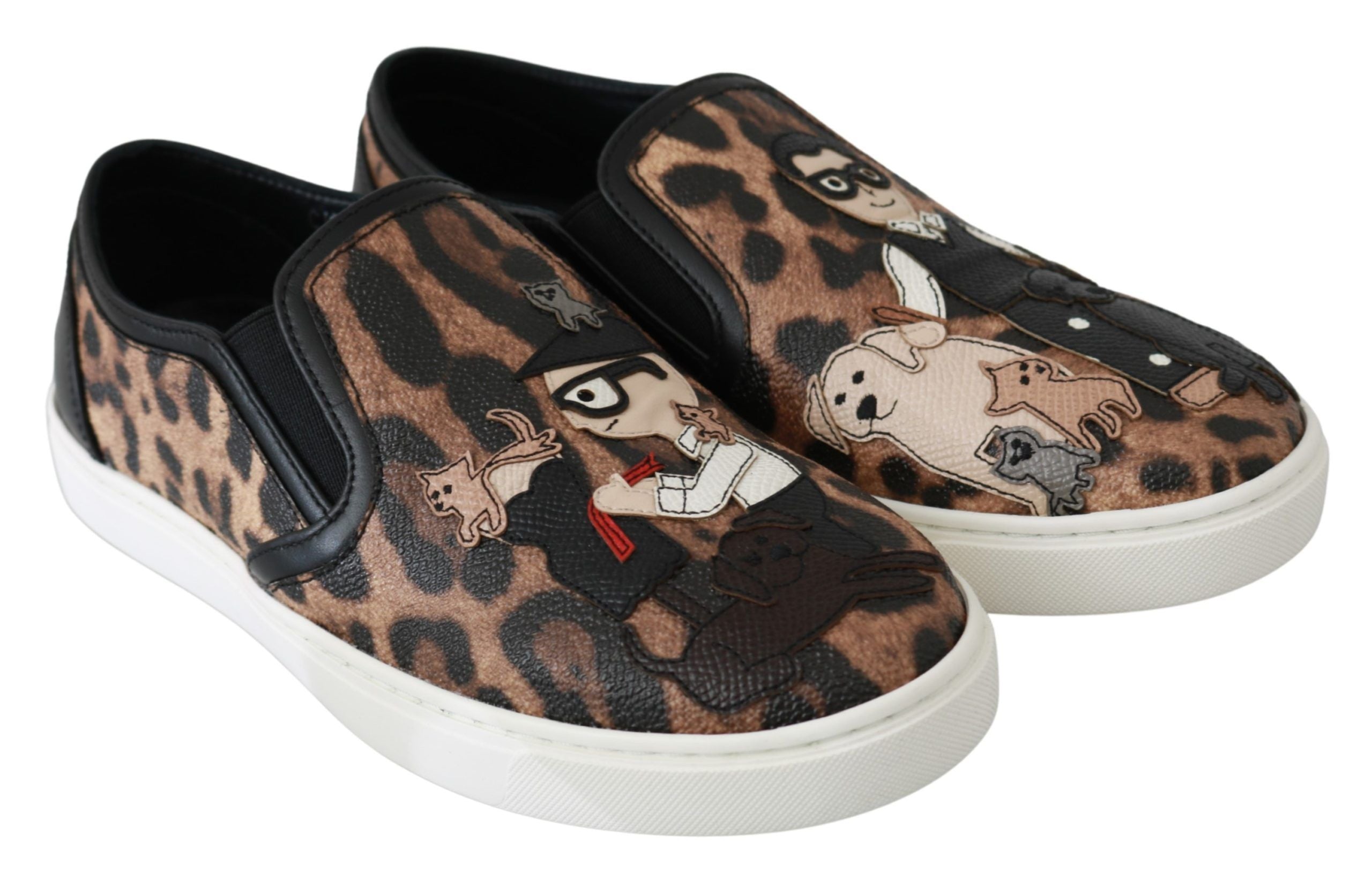 Dolce & Gabbana leather leopard print loafers shoes with slip-on design and stylish animal print pattern.