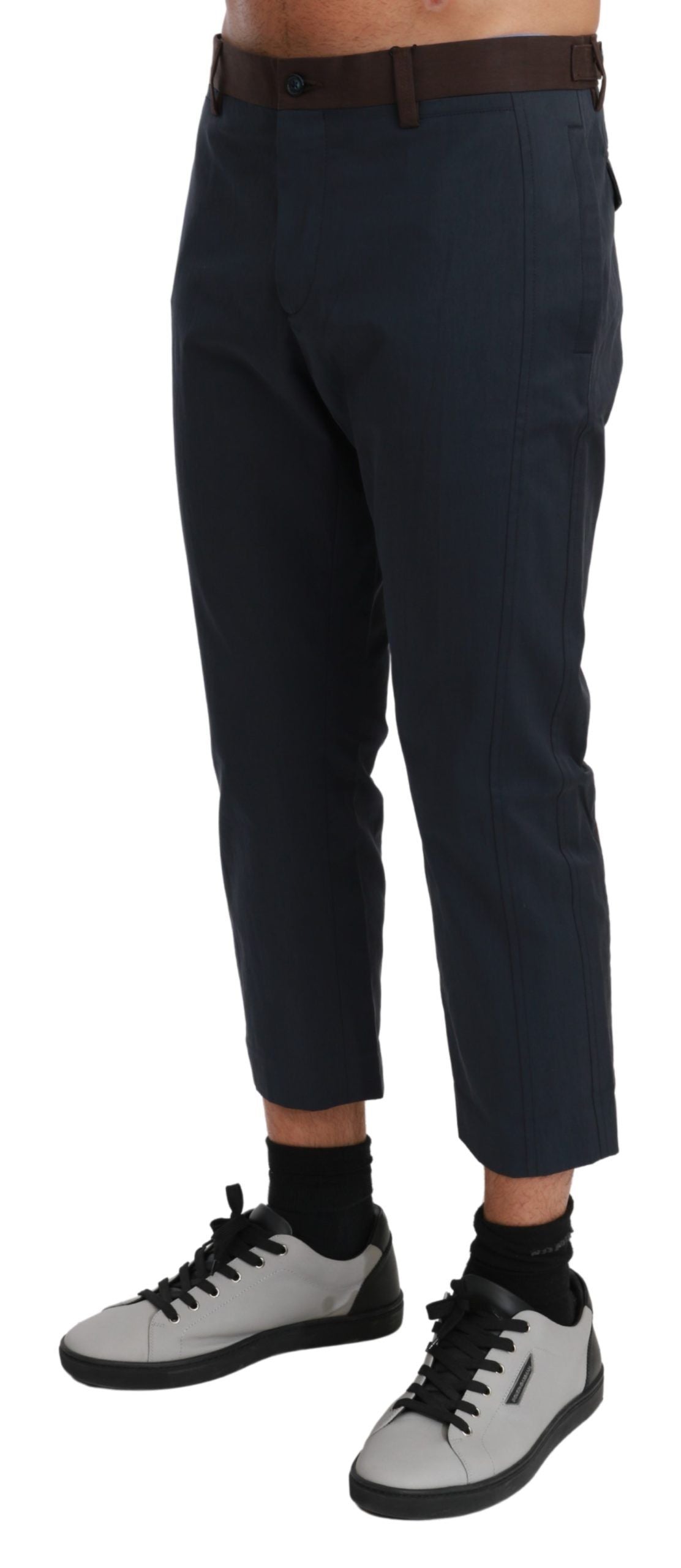 Brown striped cropped trousers from Dolce & Gabbana with a tailored fit and stylish design.