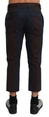Brown striped cropped trousers by Dolce & Gabbana, featuring a tailored fit and stylish design, shown on a model.