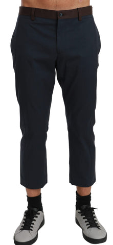 Brown striped cropped trousers by Dolce & Gabbana, featuring a tailored fit and stylish design, shown on a model.