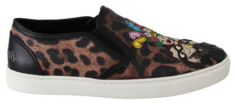 Dolce & Gabbana leather leopard print loafers featuring a sleek design and classic slip-on style.