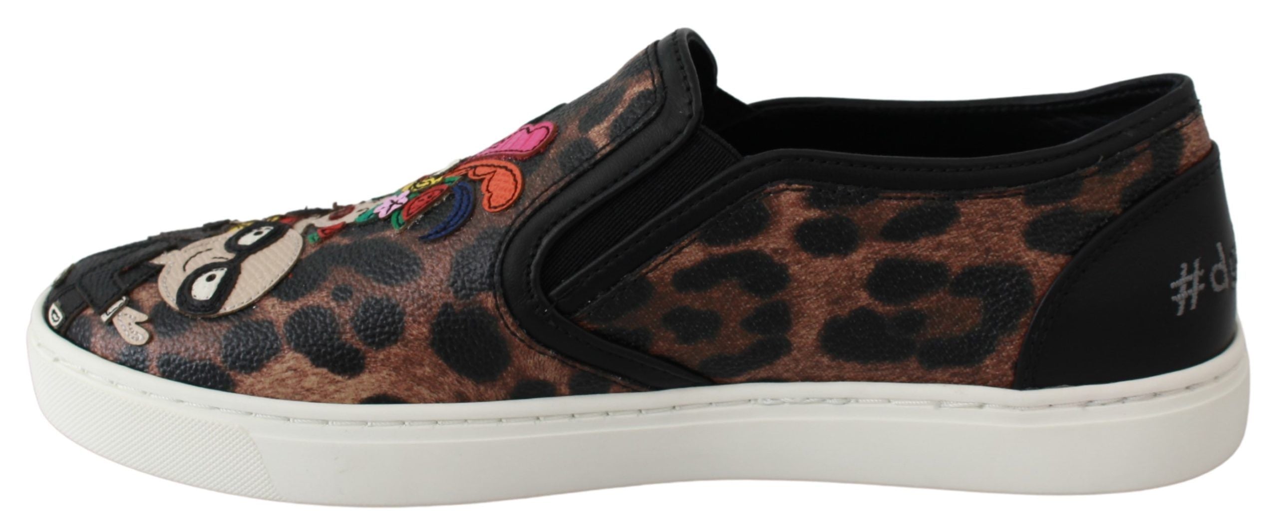 Dolce & Gabbana leather leopard print loafers shoes with stylish design and slip-on style.