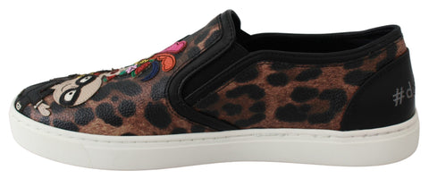 Dolce & Gabbana leather leopard print loafers shoes with stylish design and slip-on style.