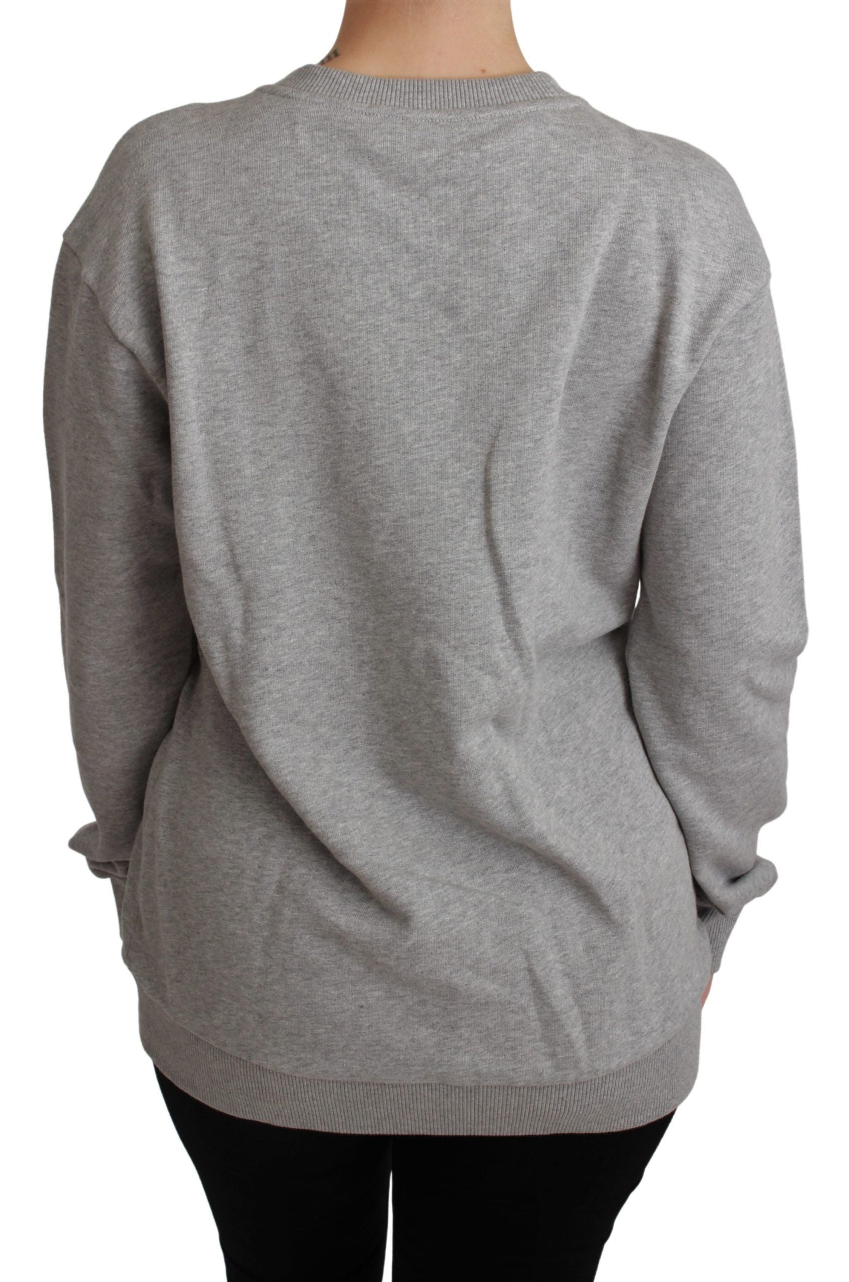 Gray Dolce & Gabbana cotton pullover sweater with a relaxed fit and ribbed cuffs, displayed on a mannequin.