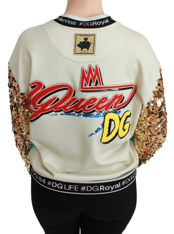 Dolce & Gabbana Year of the Pig sequined top sweater featuring a festive pig design and shimmering embellishments.