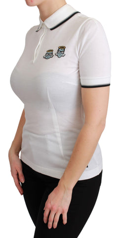 White cotton polo T-shirt by Dolce & Gabbana from the dgfamily collection, featuring a classic fit and clean design.