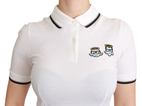 White cotton polo T-shirt from Dolce & Gabbana with a classic fit and subtle logo detail.