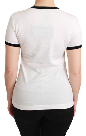 White Dolce & Gabbana Year of the Pig cotton T-shirt featuring a printed pig graphic on the front.