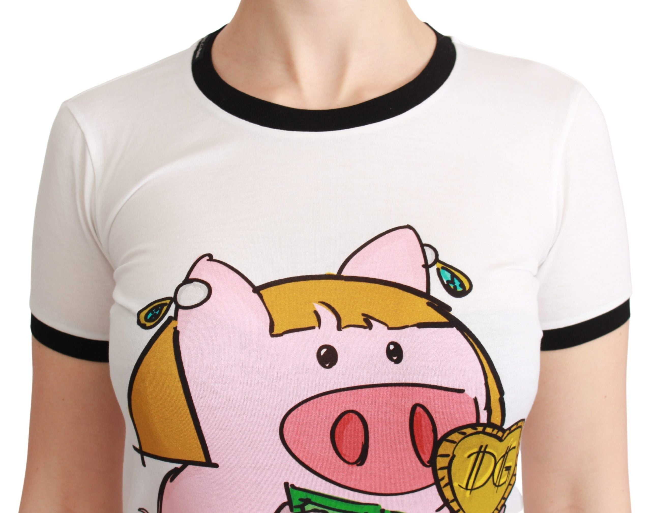 White Dolce & Gabbana Year of the Pig cotton T-shirt featuring a graphic print on the front.