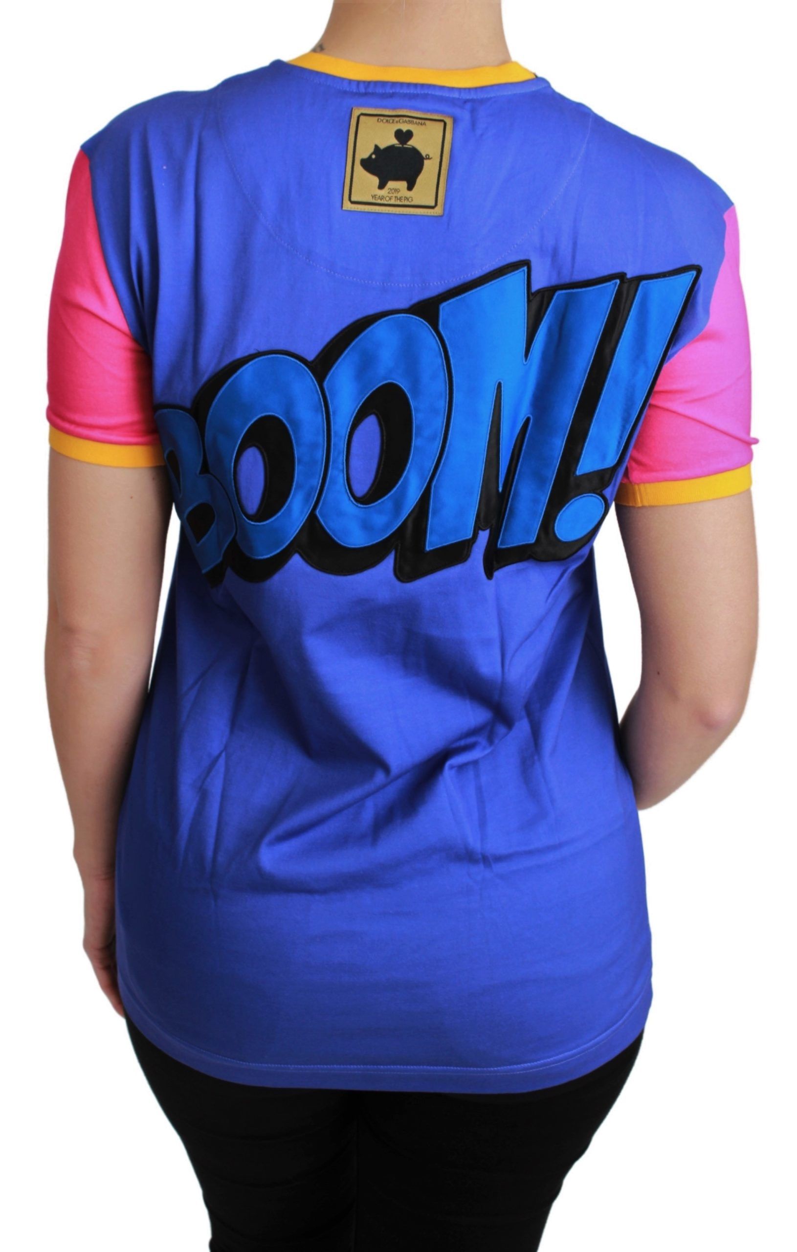 Purple PIG SUPERGIRL cotton T-shirt by Dolce & Gabbana with graphic pig design and casual fit.