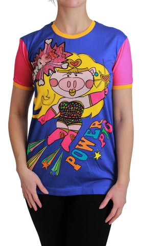 Purple PIG SUPERGIRL cotton T-shirt by Dolce & Gabbana, featuring a playful graphic design on the front.