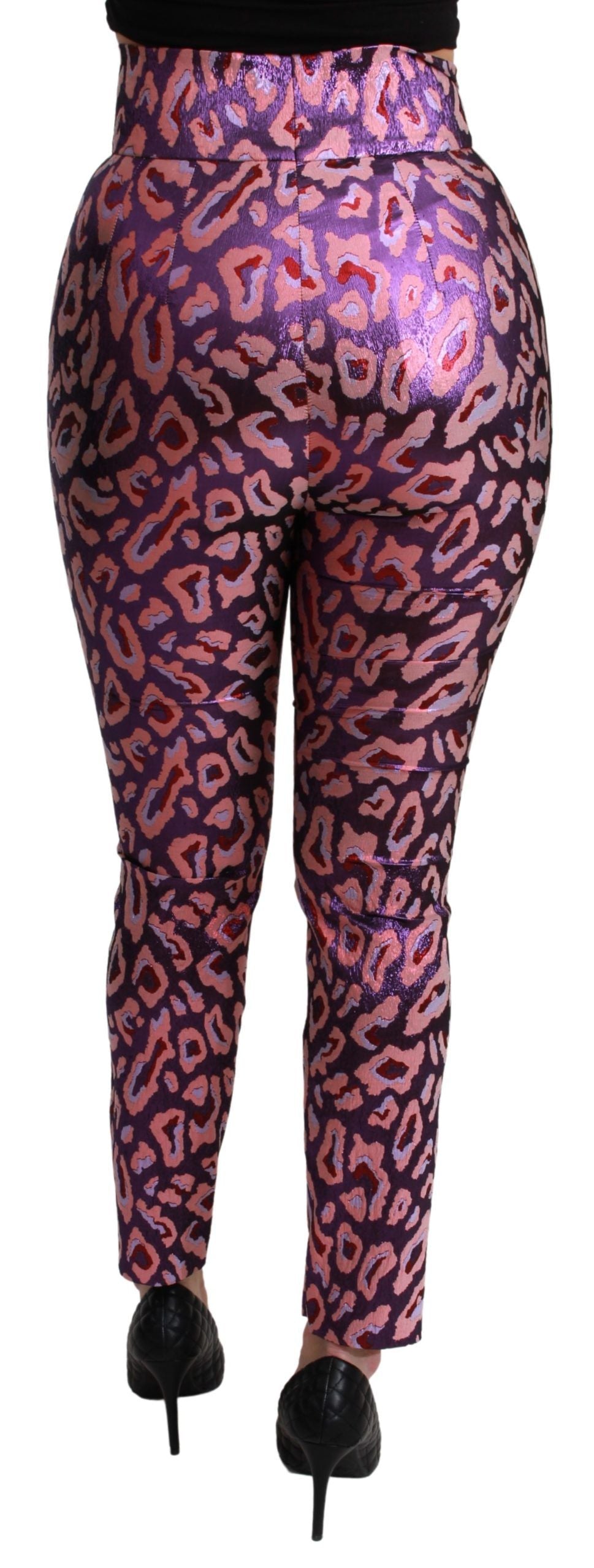 Multicolor patterned high-waist cropped pants by Dolce & Gabbana, featuring vibrant design and tailored fit.