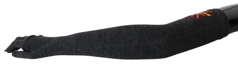 Gray virgin wool gloves with embroidered lettering from Dolce & Gabbana DGLovesLondon collection.
