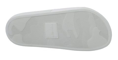 White leather Dolce & Gabbana #dgfamily slides shoes with open-toe design and casual sandal style.