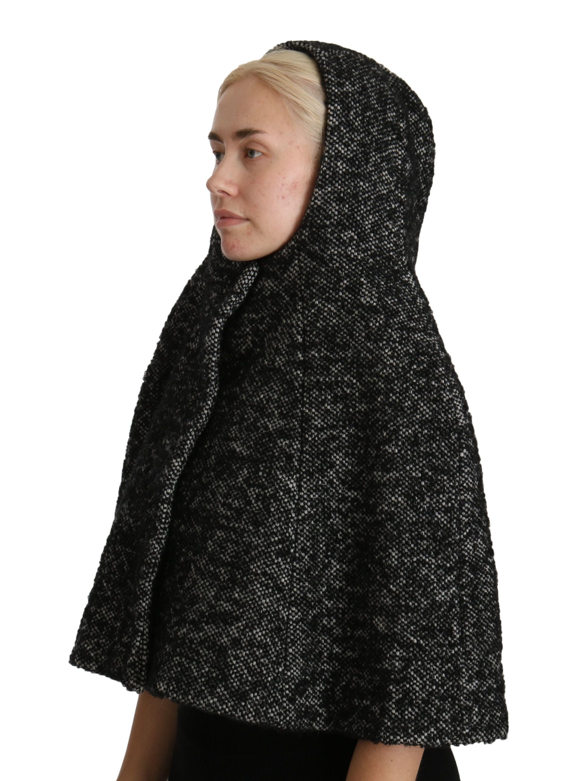 Gray Tweet Wool Kaftan Jacket by Dolce & Gabbana, featuring a relaxed fit, long sleeves, and textured wool fabric.