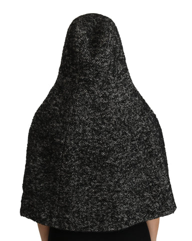 Gray Tweet Wool Kaftan Jacket by Dolce & Gabbana showing a relaxed fit, long sleeves, and textured wool fabric.