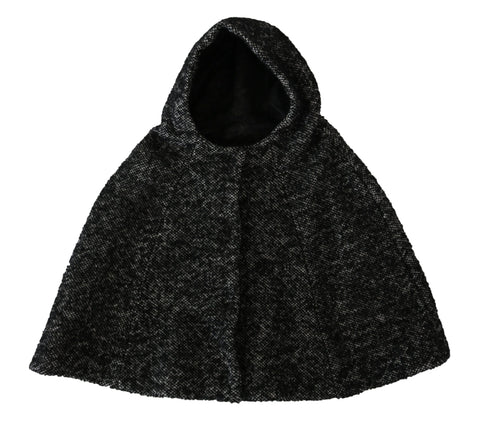 Gray Tweet Wool Kaftan Jacket from Dolce & Gabbana, featuring a relaxed fit with wide sleeves and textured wool fabric.