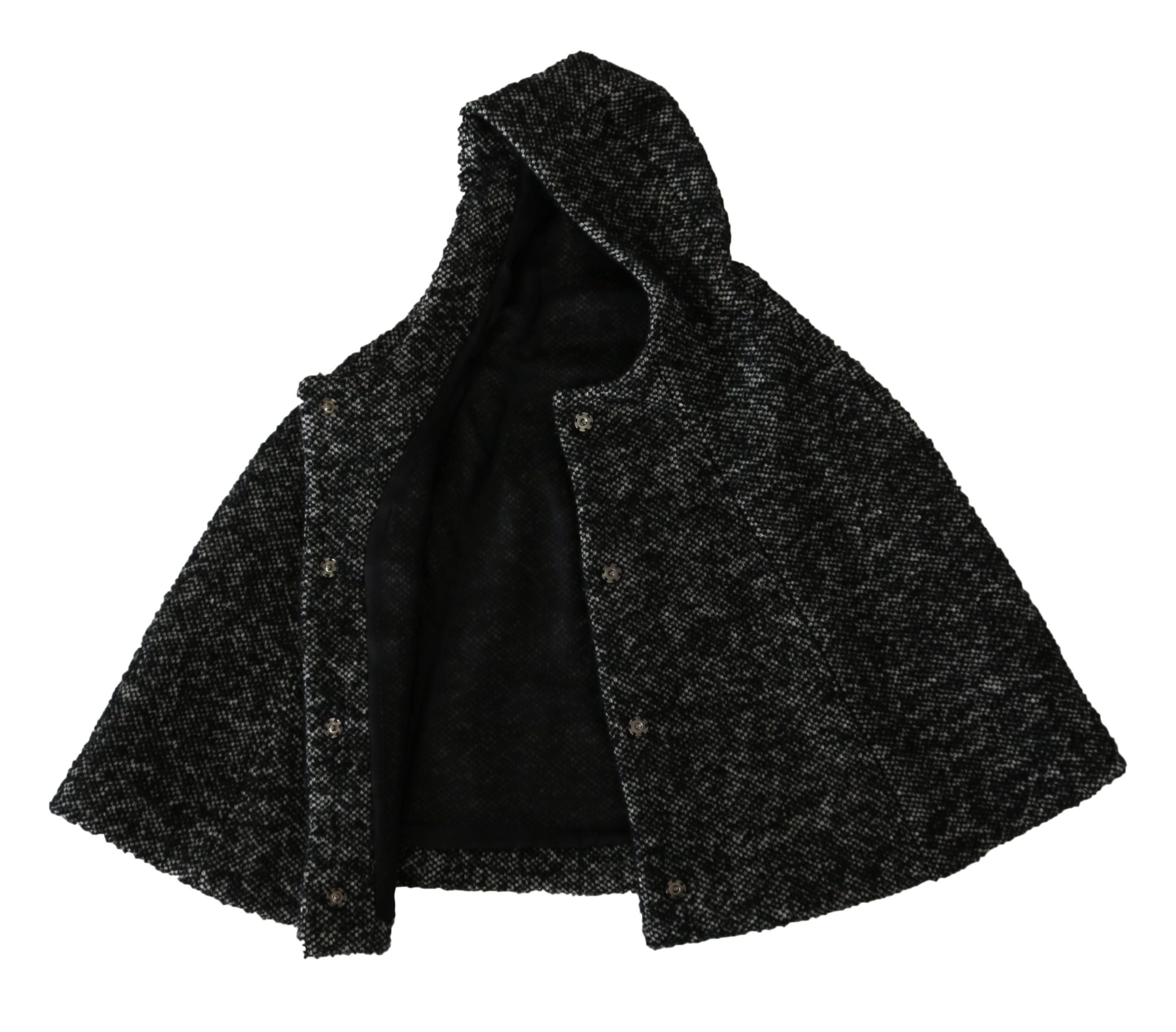 Gray Tweet Wool Kaftan Jacket by Dolce & Gabbana, featuring a relaxed fit, textured fabric, and elegant draped design.