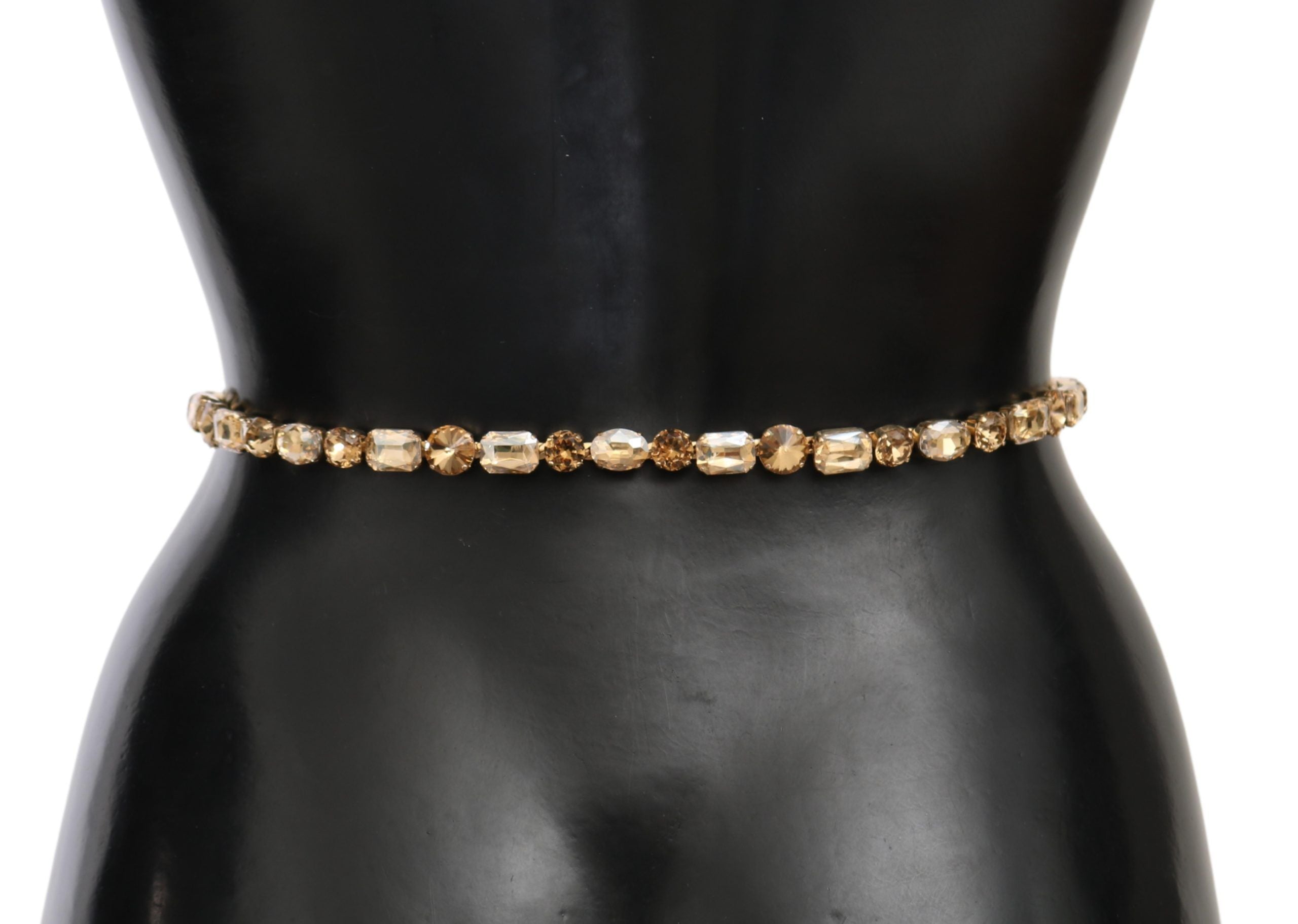 White leather waist belt with crystal embellishments by Dolce & Gabbana, featuring a sleek design and elegant detailing.