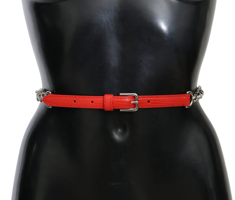 Red leather rose floral silver waist belt by Dolce & Gabbana featuring red leather roses and a silver buckle.