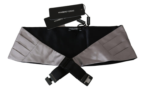 Gray men's silk waist belt or cummerbund by Dolce & Gabbana, featuring a smooth, elegant fabric finish.