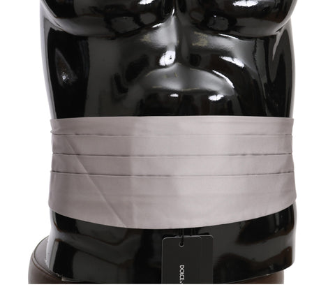 Gray men's silk waist belt or cummerbund by Dolce & Gabbana, featuring smooth fabric and elegant design for formal wear.