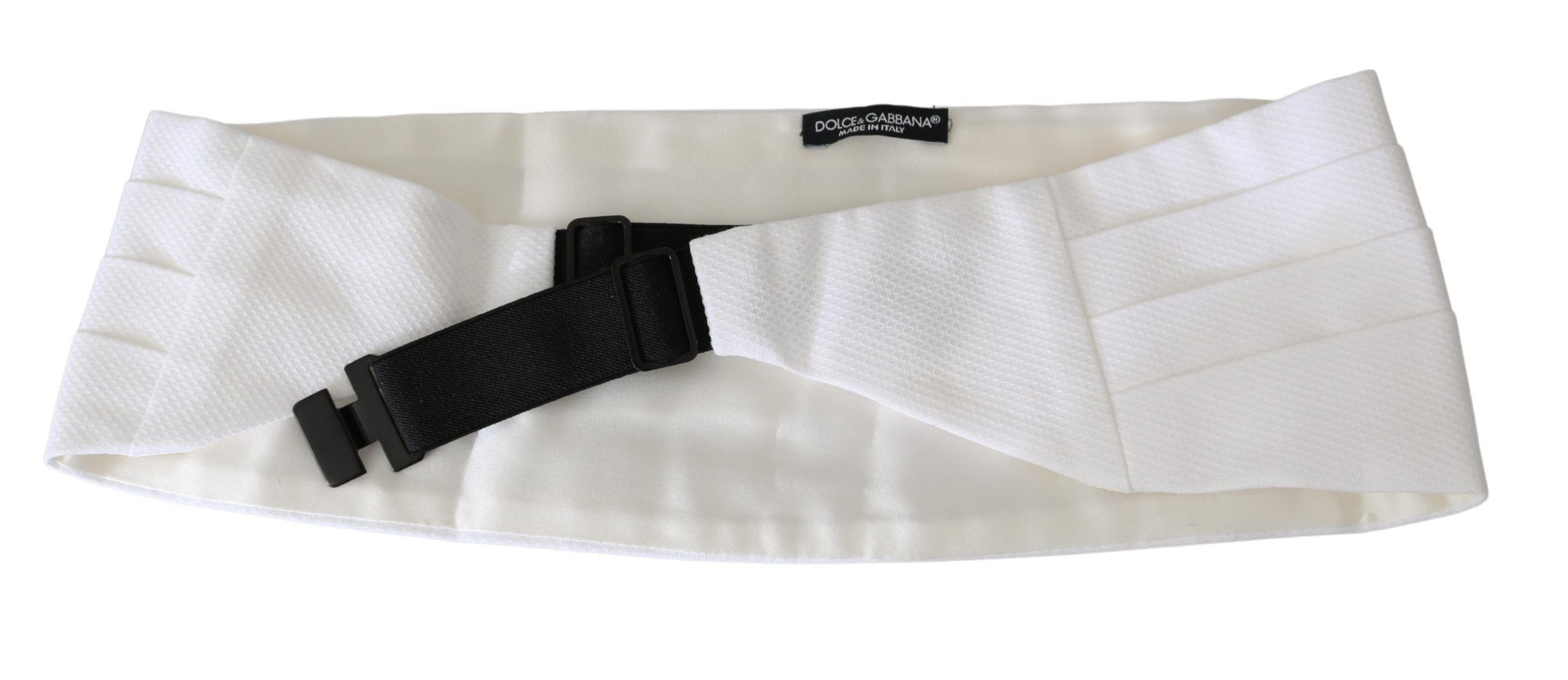 White men's cotton waist belt or cummerbund with sleek design, featuring Dolce & Gabbana branding and versatile style.