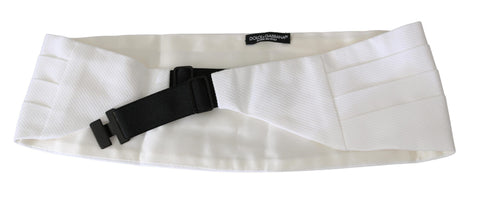 White men's cotton waist belt or cummerbund with sleek design, featuring Dolce & Gabbana branding and versatile style.
