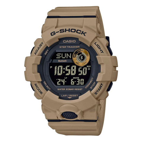 Casio GBD-800UC-5ER smartwatch with black band and digital display, featuring sleek design and multiple fitness tracking functions.