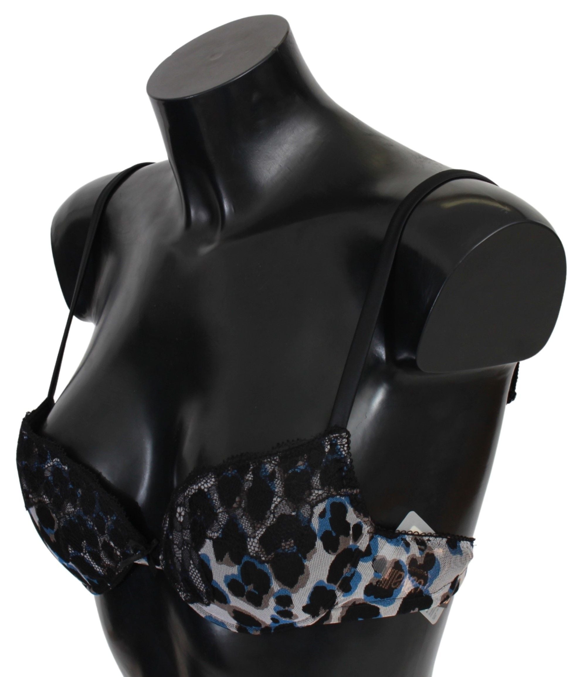 Black lace nylon bra by Roberto Cavalli featuring intricate lace design and adjustable straps.