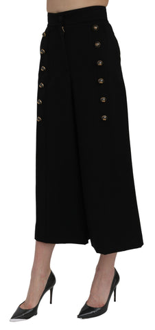 Black high waist wide-leg cropped pants by Dolce & Gabbana, shown on a model with a relaxed fit and stylish silhouette.