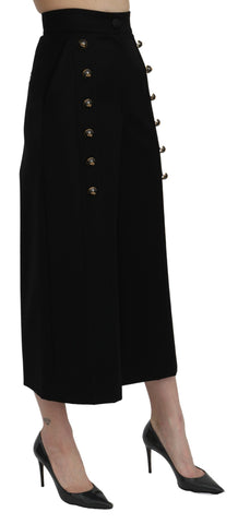 Black high waist wide-leg cropped pants by Dolce & Gabbana, shown on a model with a relaxed fit and stylish design.