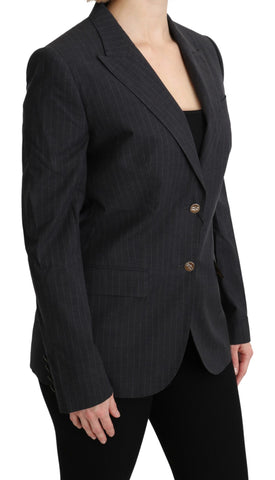 Gray Dolce & Gabbana single-breasted cotton blazer jacket, tailored fit with notch lapels and button closure, front pockets.
