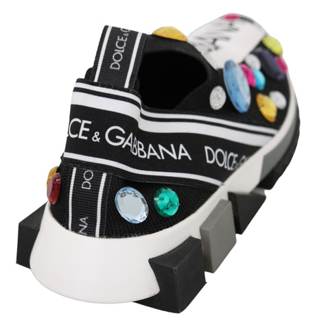 Black multicolor crystal sneakers by Dolce & Gabbana with sparkling embellishments and stylish design.