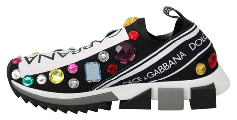 Black multicolor crystal sneakers by Dolce & Gabbana with sparkling embellishments and stylish design.
