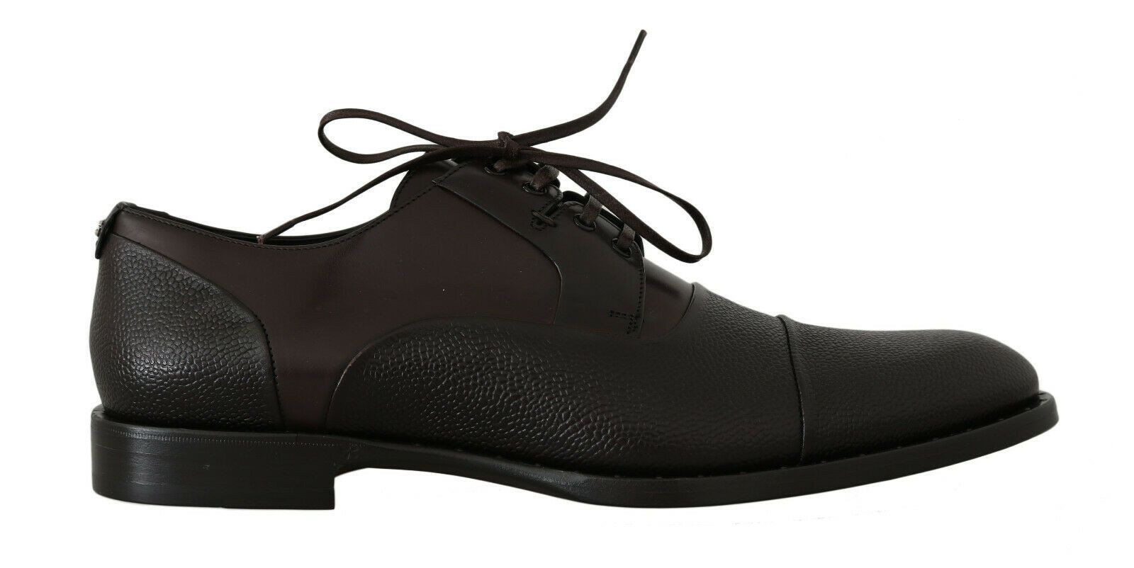 Brown leather lace-up dress shoes for men by Dolce & Gabbana, featuring sleek design and polished finish.