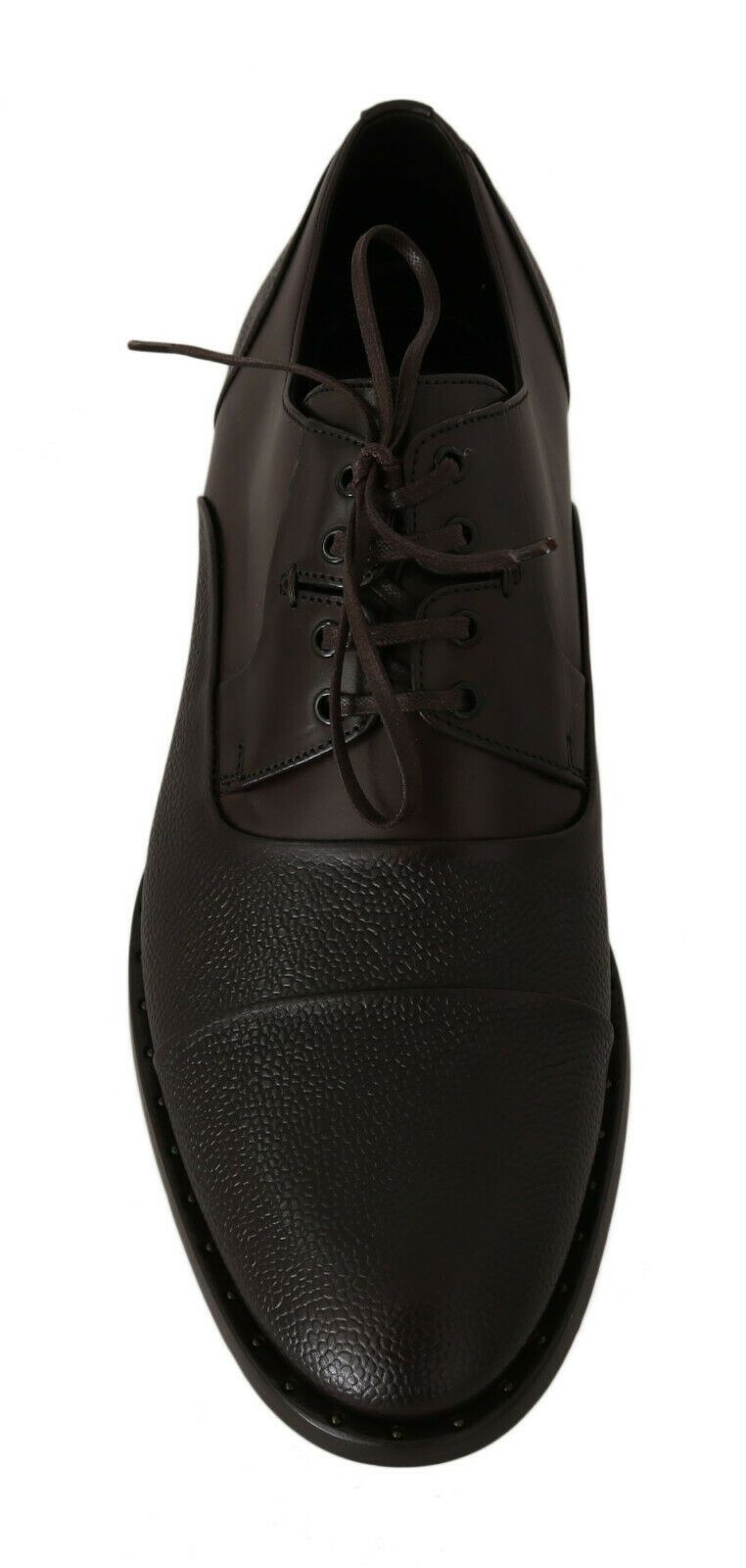 Brown leather lace-up dress shoes for men by Dolce & Gabbana, featuring a sleek design and polished finish.