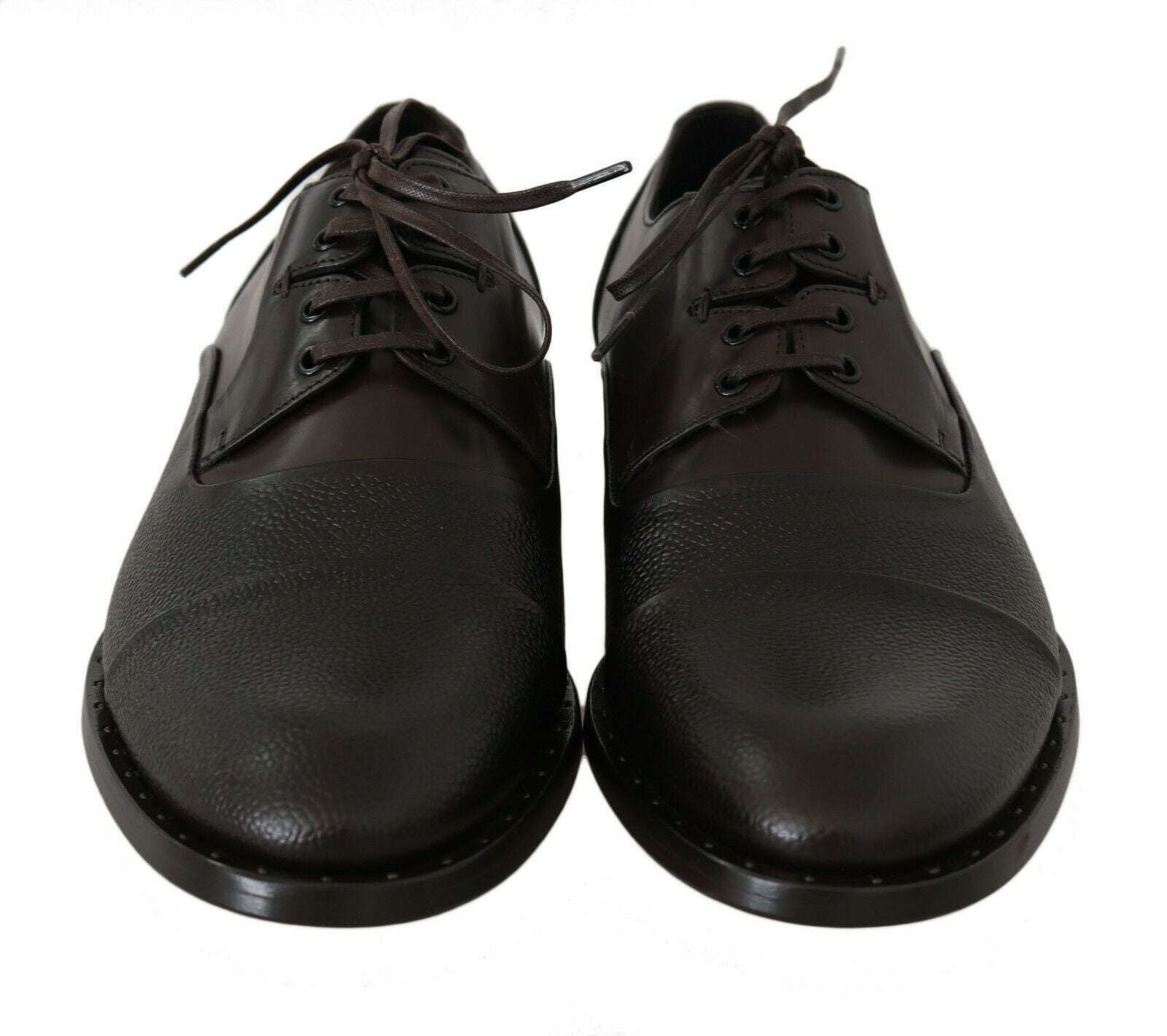 Brown leather lace-up dress shoes for men by Dolce & Gabbana, showcasing polished finish and classic design.
