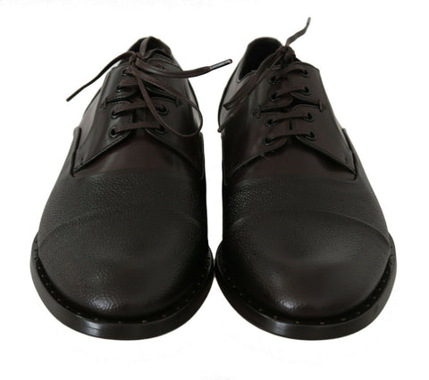Brown leather lace-up dress shoes for men by Dolce & Gabbana, showcasing polished finish and classic design.
