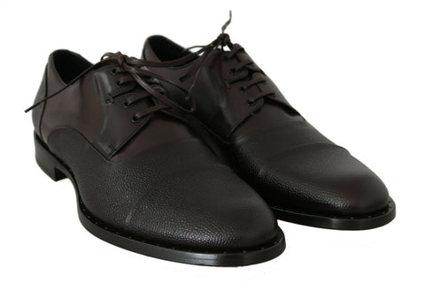 Brown leather lace-up dress shoes for men by Dolce & Gabbana, featuring a classic design and polished finish.