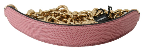 Pink leather shoulder strap with gold chain details from Dolce & Gabbana, featuring a stylish and elegant accessory for handbags.