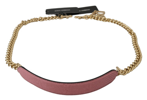 Pink leather shoulder strap with gold chain detail from Dolce & Gabbana, designed as an accessory for handbags or fashion.